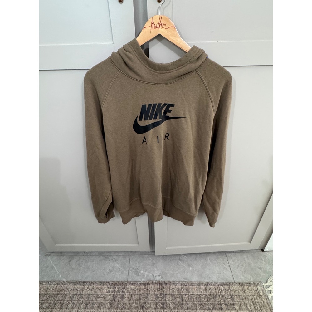 Nike Air Hoodie Womens XL Olive Brown Raglan Sleeve Graphic Sweatshirt Logo - Picture 6 of 7